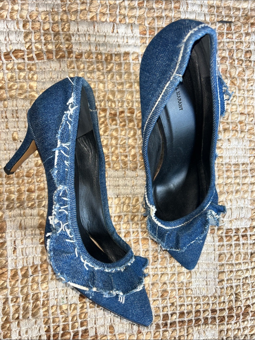 Isabel Marant Denim Pointed-Toe High Heels in Dark Blue